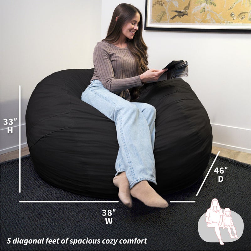 Big Joe Fuf Large Cover Only Machine Washable, Black Lenox, Durable Woven Polyester - Image 2